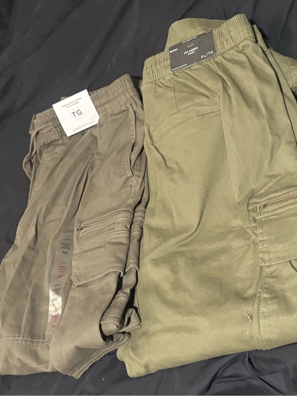 Lot of 2 Aeropostale Men's Olive and Sage Green Cargo Pants - Dual Pair